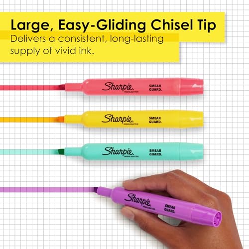 Sharpie Tank Style Highlighters, Chisel Tip Fluorescent Highlighter Marker Set, Office And Teacher Supplies, Assorted, 12 Count