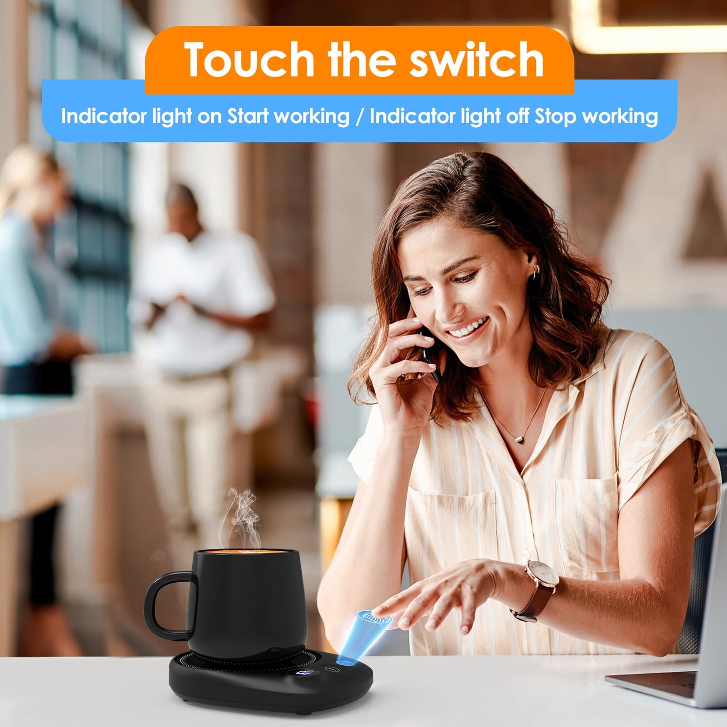 Mug Warmer for Office Desk, 4 Temp Settings & 1-12H Timer