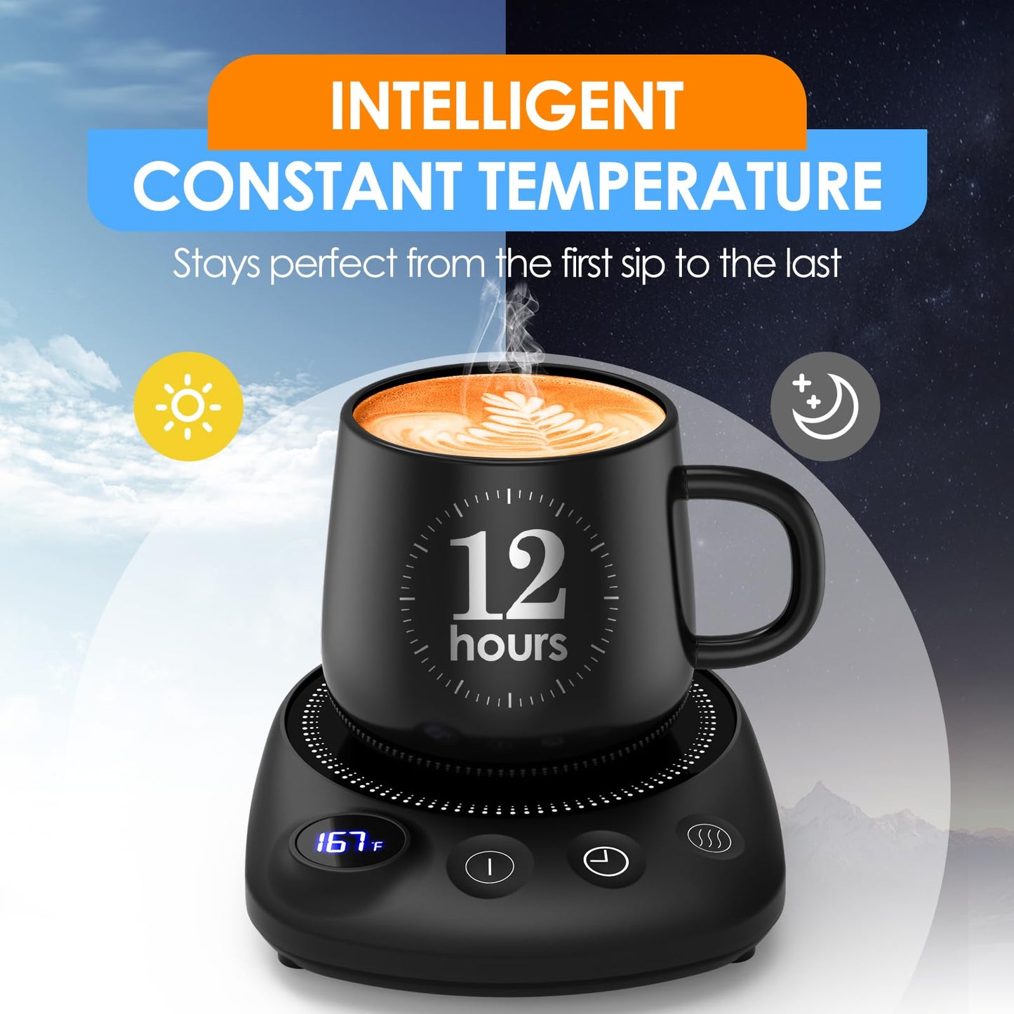 Mug Warmer for Office Desk, 4 Temp Settings & 1-12H Timer