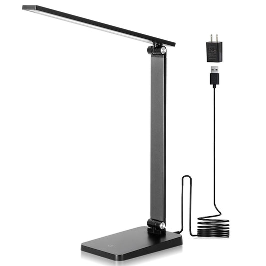 Office Desk LED Lamp, 3 Levels Dimmable Reading Desk Light with USB Charging Port